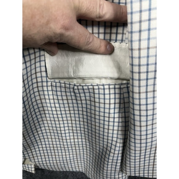 Jos A Bank Blazer Men's Ivory Check Print Sports Coat Business Casual - Picture 6 of 16